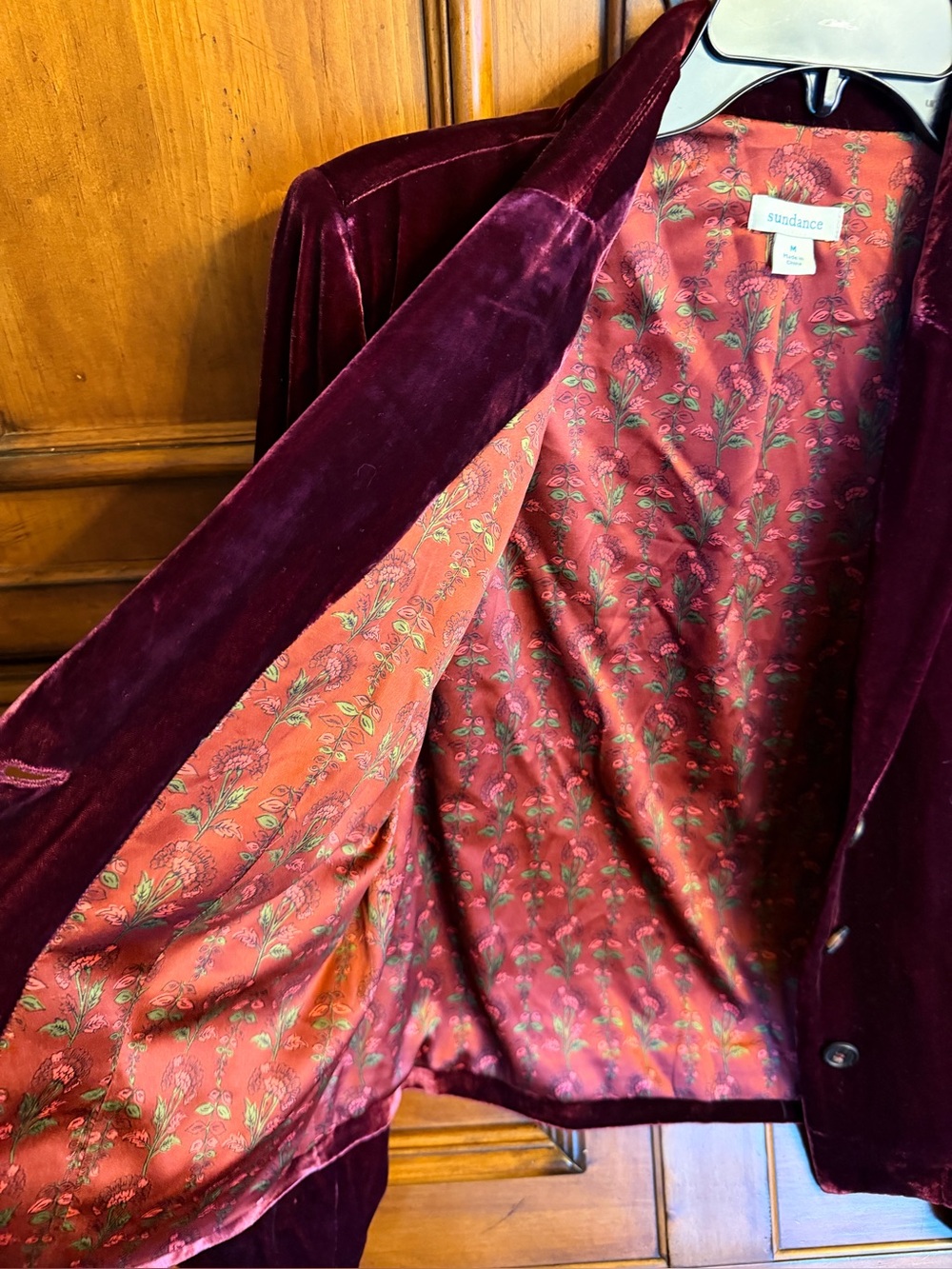 Sundance Crushed Velvet Velour Blazer Burgundy/Amethyst Size M - Picture 5 of 9